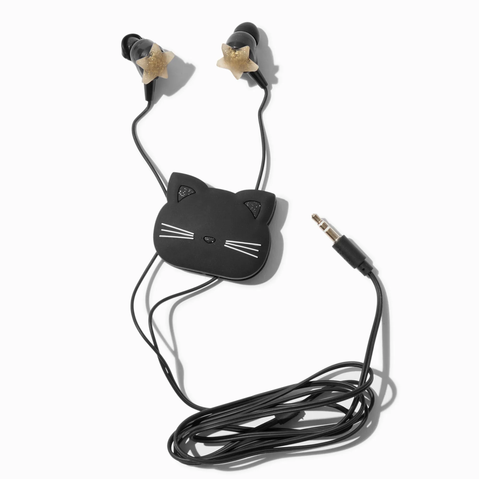 Claire's Écouteurs Et Casques-Écouteurs et enrouleur en silicone chat noir
