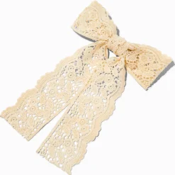 Claire's Noeuds Pour Cheveux|Barrettes Et Pinces-Cream Lace Hair Bow Clip