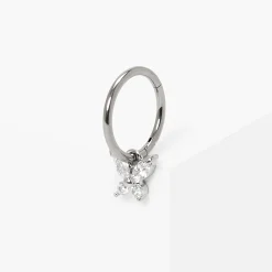 Claire's Bijoux Premium|Bijoux De Piercing-Créole cartilage papillon strass 1,2 mm couleur titanée couleur argentée