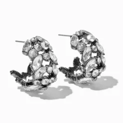 Claire's Anneaux-Créoles avec strass épaisses couleur hématite