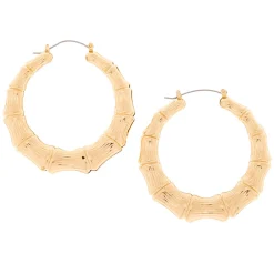 Claire's Anneaux-Créoles bambou 60 mm couleur dorée
