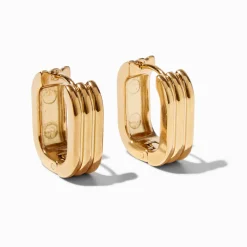 Claire's Anneaux|Bijoux Premium-Créoles boules en forme de U texturées en acier inoxydable couleur dorée
