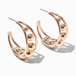 Claire's Anneaux-Créoles boules 30 mm couleur dorée