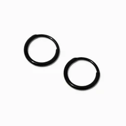 Claire's Anneaux|Bijoux Premium-Créoles à charnière 8 mm en titane noires C LUXE by Claire’s