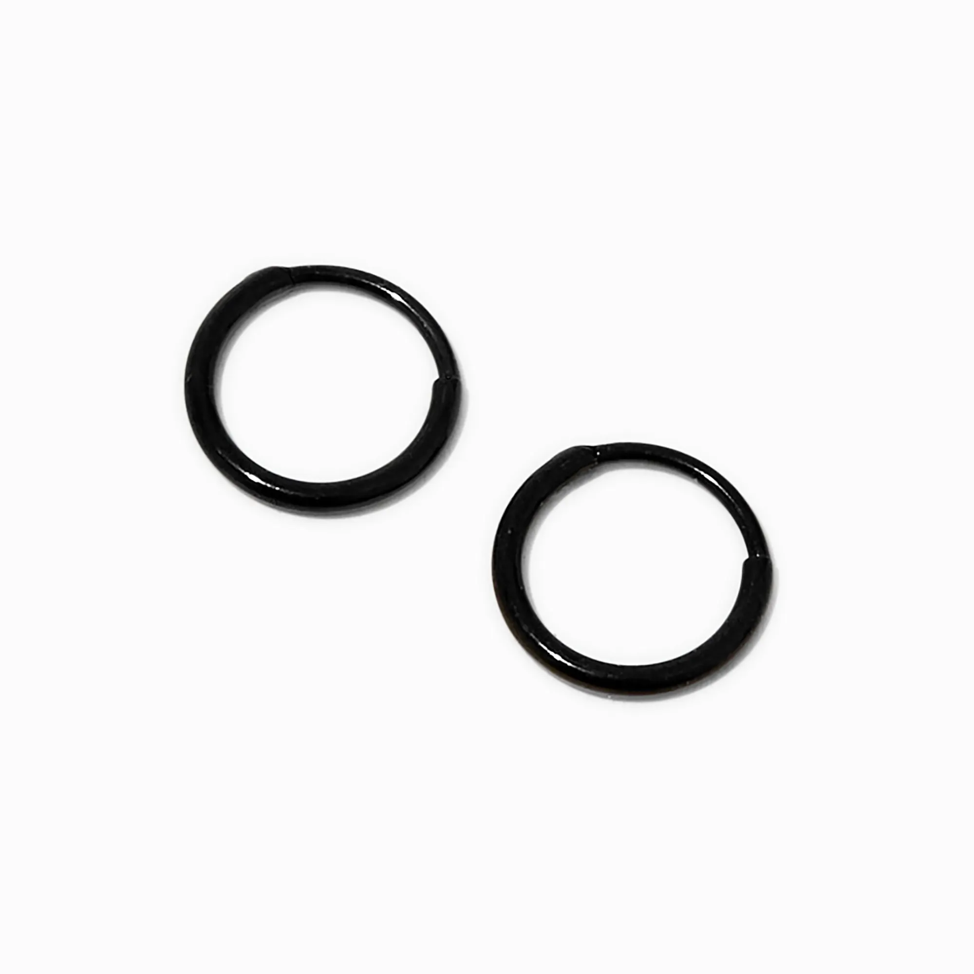 Claire's Anneaux|Bijoux Premium-Créoles à charnière 8 mm en titane noires C LUXE by Claire’s