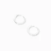 Claire's Anneaux|Clous D'oreilles-Créoles à charnière 8 mm en zircon cubique d’imitation couleur argentée C LUXE by Claire’s