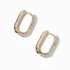 Claire's Anneaux-Créoles à charnière oblongues en pavé strass couleur dorée