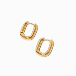 Claire's Anneaux|Bijoux Premium-Créoles à charnière ovale couleur dorée C LUXE by Claire’s