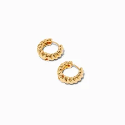 Claire's Anneaux|Bijoux Premium-Créoles à charnière torsadées 12 mm couleur dorée C LUXE by Claire’s