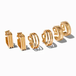 Claire's Anneaux|Clips Et Autocollants-Créoles à clip 20 mm couleur dorée - Lot de 3
