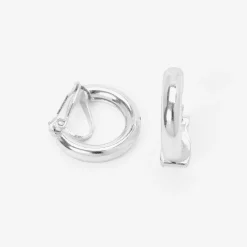 Claire's Anneaux|Clips Et Autocollants-Créoles à clip tubulaires 20 mm couleur argentée