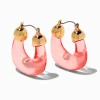 Claire's Anneaux-Créoles couleur dorée et acrylique rose clair