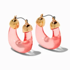 Claire's Anneaux-Créoles couleur dorée et acrylique rose clair