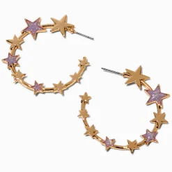 Claire's Anneaux-Créoles couleur dorée étoile pailletées