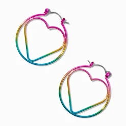 Claire's Anneaux-Créoles cœurs arc-en-ciel anodisées