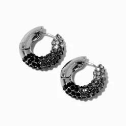 Claire's Anneaux-Créoles dégradé couleur argentée, noir et couleur hématite