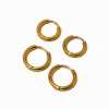 Claire's Anneaux|Bijoux Premium-Créoles en acier inoxydable couleur dorée - Lot de 2