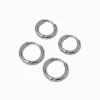 Claire's Anneaux|Bijoux Premium-Créoles en acier inoxydable couleur argentée - Lot de 2