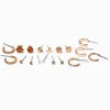 Claire's Anneaux|Clous D'oreilles-Créoles et clous en forme de cœur et de rose superposables couleur dorée - Lot de 9