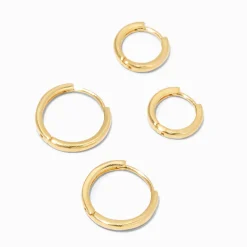 Claire's Anneaux|Bijoux Premium-Créoles 8 et 12 mm couleur doré jaune C LUXE by Claire’s - Lot de 2