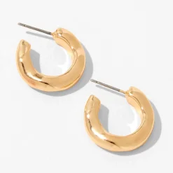 Claire's Anneaux-Créoles façon métal en fusion 20 mm couleur dorée