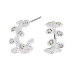 Claire's Anneaux-Créoles feuilles en strass 10 mm couleur argentée