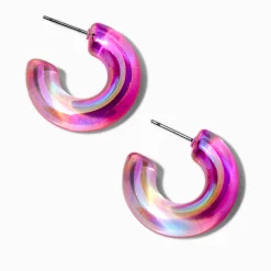 Claire's Anneaux-Créoles holographiques roses