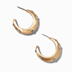 Claire's Anneaux-Créoles incrustées de strass épaisses couleur dorée