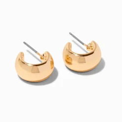 Claire's Anneaux-Créoles incurvées larges 10 mm couleur dorée