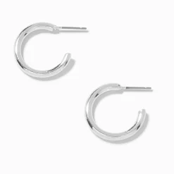 Claire's Anneaux-Créoles 20 mm avec tige arrière couleur argentée