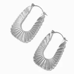 Claire's Anneaux-Créoles 40 mm carrées texturées couleur argentée