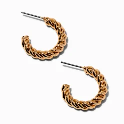 Claire's Anneaux-Créoles 20 mm corde torsadée couleur dorée