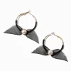 Claire's Anneaux-Créoles 30 mm couleur dorée nœud en organza noires