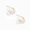 Claire's Anneaux-Créoles 30 mm fleurs en perles d’imitation couleur dorée