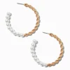 Claire's Anneaux-Créoles 50 mm perles d'imitation torsadées couleur dorée