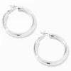 Claire's Anneaux-Créoles 40 mm tubulaires couleur argentée