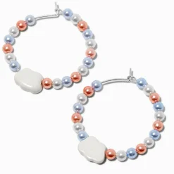 Claire's Anneaux-Créoles nuage perlé bleues et orange