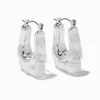 Claire's Anneaux-Créoles oblongues carrées en acrylique transparent couleur argentée