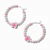 Claire's Anneaux-Créoles papillon à billes roses et blanches