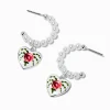 Claire's Anneaux-Créoles perle d'imitation cœur rose style antique