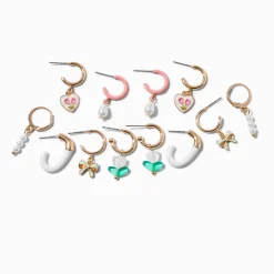 Claire's Anneaux-Créoles superposables roses - Lot de 6