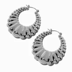 Claire's Anneaux-Créoles étoile croissant épais couleur argentée