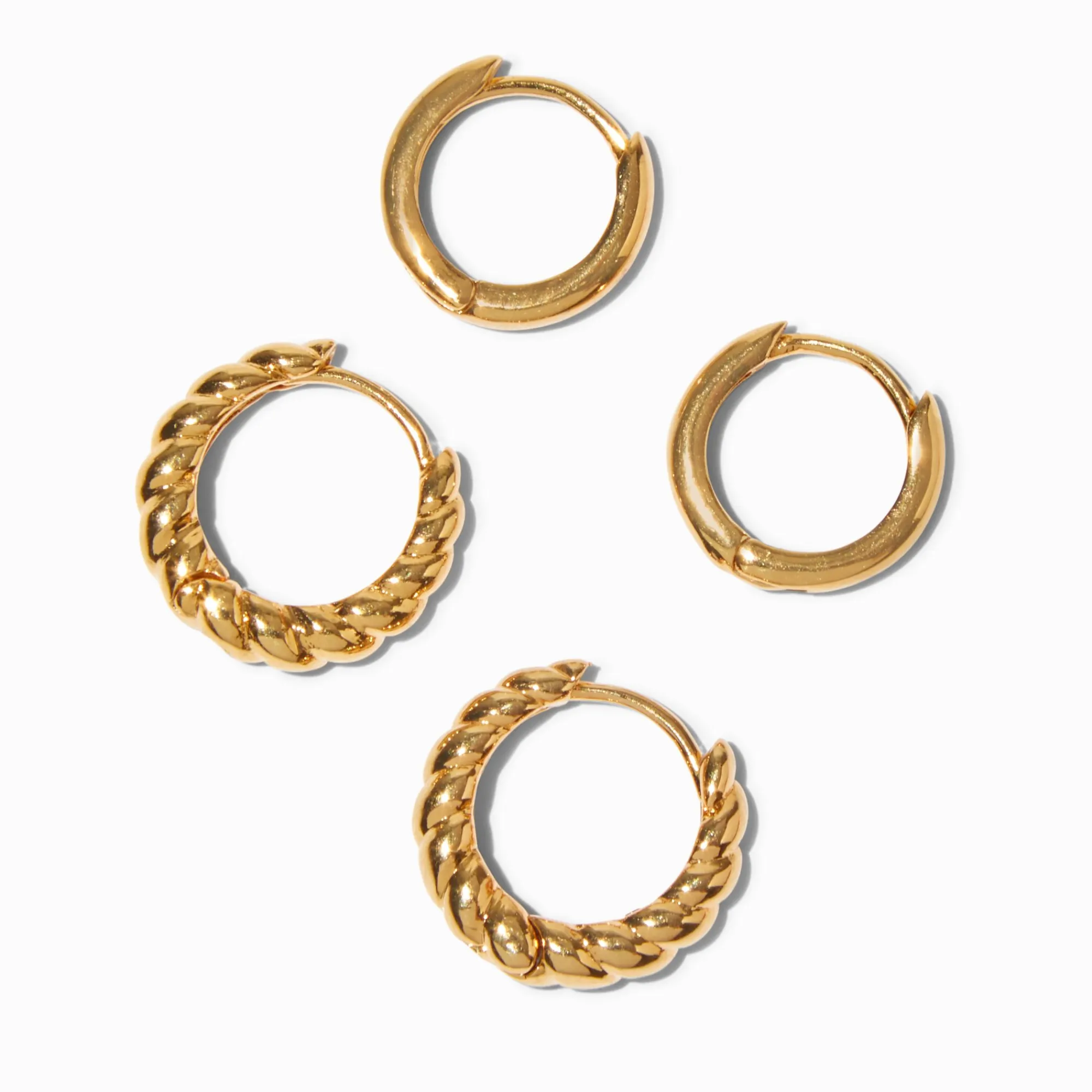 Claire's Anneaux|Bijoux Premium-Créoles torsadées 8 et 10 mm couleur doré jaune C LUXE by Claire's - Lot de 2