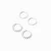 Claire's Anneaux|Bijoux Premium-Créoles torsadées 8 et 10 mm couleur argentée C LUXE by Claire's - Lot de 2