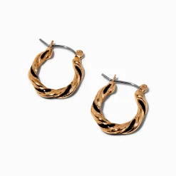 Claire's Anneaux-Créoles torsadées 20 mm noires et couleur dorée