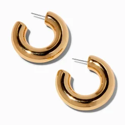 Claire's Anneaux-Créoles tubulaires 40 mm couleur dorée épaisses