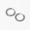 Claire's Anneaux|Bijoux Premium-Créoles tubulaires 10 mm en titane couleur argentée - Collection C Luxe
