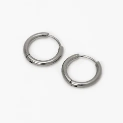 Claire's Anneaux|Bijoux Premium-Créoles tubulaires 10 mm en titane couleur argentée - Collection C Luxe