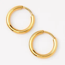 Claire's Anneaux|Bijoux Premium-Créoles tubulaires 10 mm titane couleur dorée - Collection C Luxe