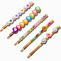 Claire's Anneaux|Barrettes Et Pinces-Cute Mixed Beaded Bobby Pins - 5 Pack